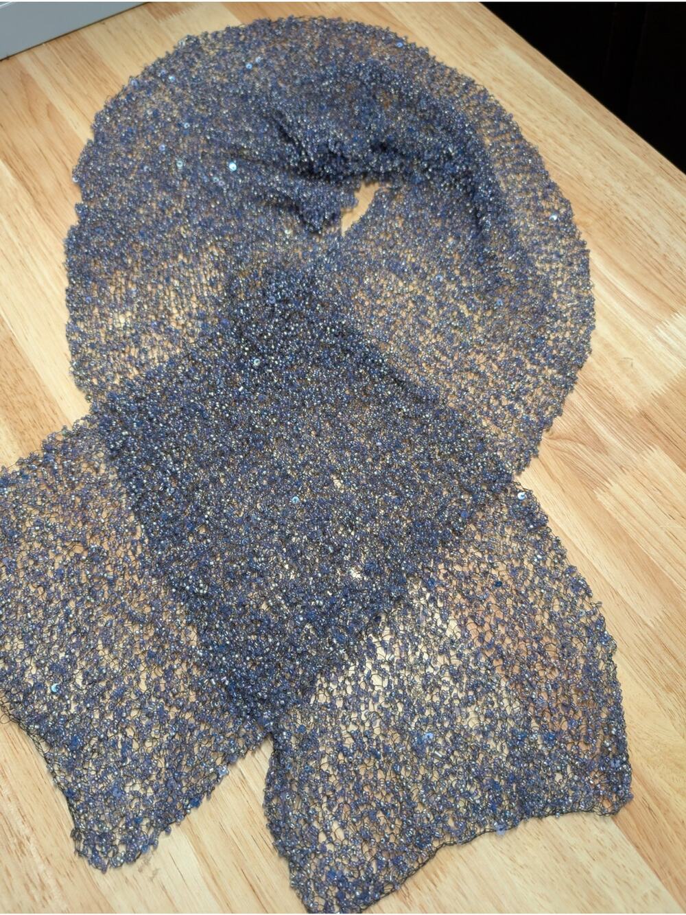 Renaissance‎ Chain Mail Blue Sequined Scarf European Weave 72 In X 8 In